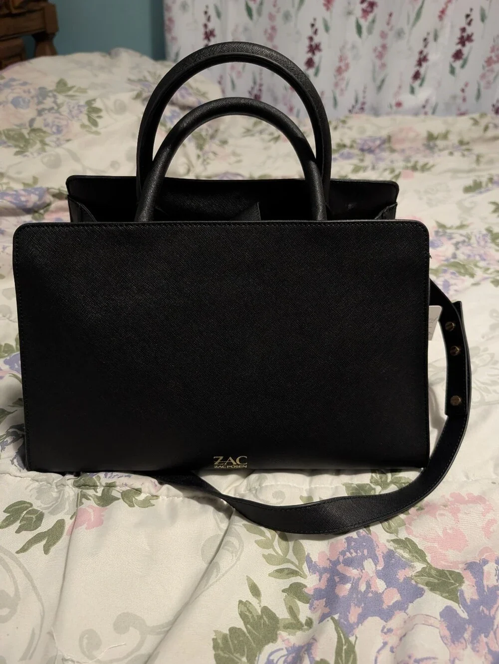 ZAC Zac Posen Eartha Black Structured Satchel with Removable Strap